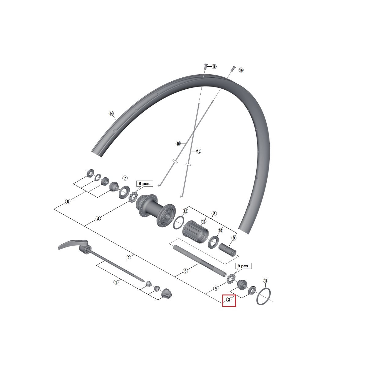TG. Taglia unica) SHIMANO WH-RS010 Cono Sinistro, Grigio, Taglia