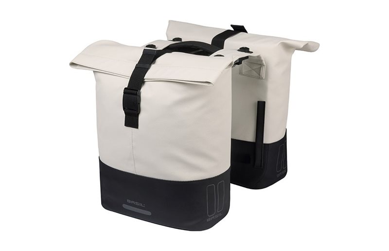 Pakethållarväska Basil Cove Dubbelväska MIK Vit/Svart 28-32L