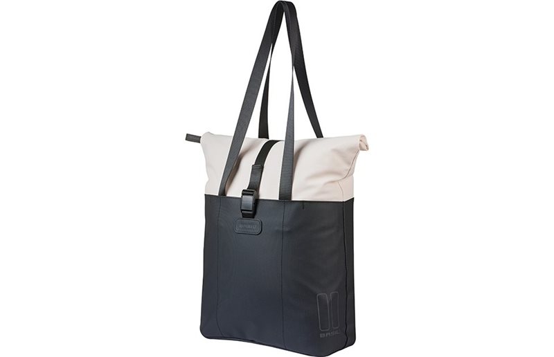 Pakethållarväska Basil Vive Shopper MIK Hooks Vit/Svart 15-20L