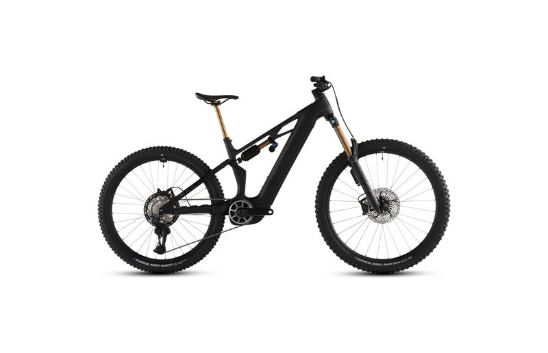 El MTB Cube Stereo Hybrid ONE77 HPC AT 800 Carbon/Gold