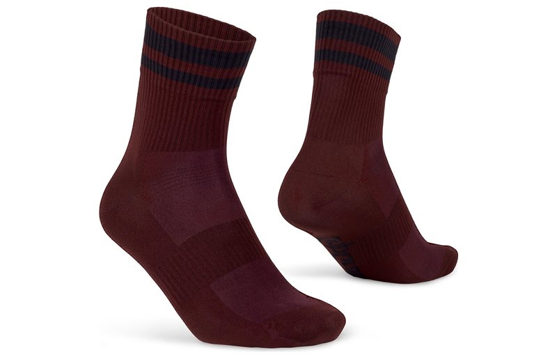 GripGrab Pyöräilysukat Original Stripes Crew Tummanpunainen