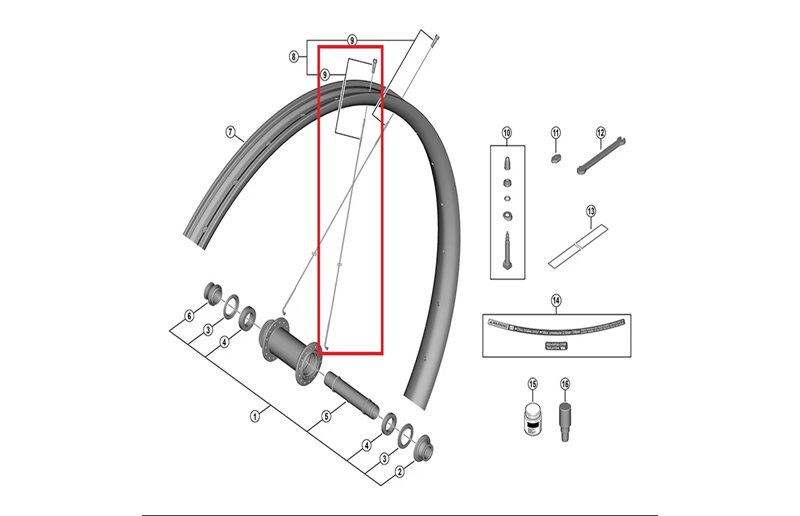 Pinna ja nippa Shimano XTR WH-M9220 J-bend Kappale