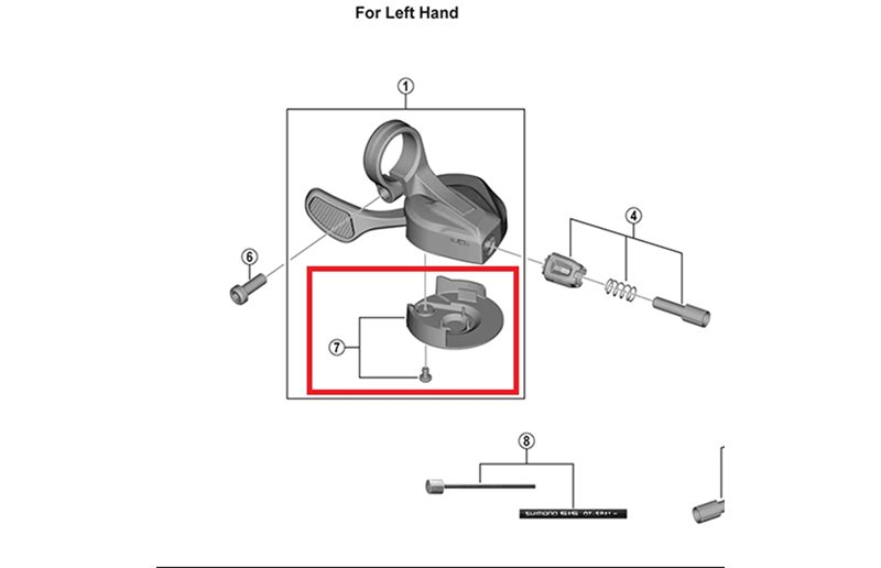 Shimano Deore XT vasen vivun kansi & ruuvi SL-M8100