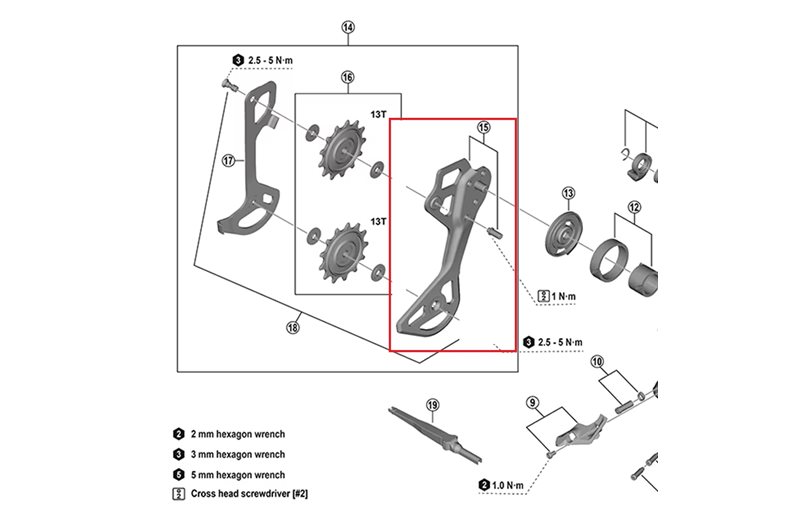 Ulkokehikko Shimano XTR Outer Cage GS Type RD-M9250