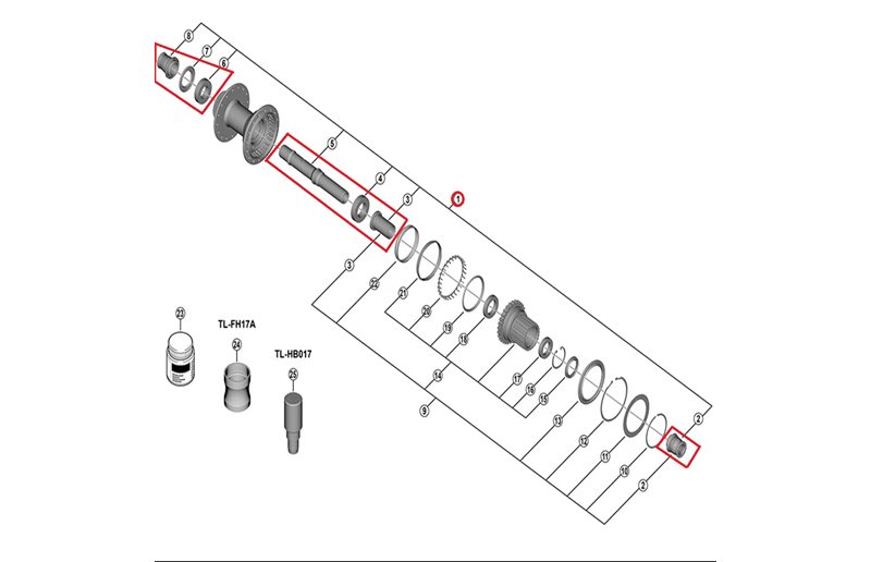 Navan akseli Shimano Deore XT Complete FH-M8210-B