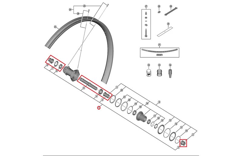Nav Axel Shimano XTR Complete Hub Axle WH-M9200 Bak