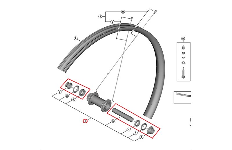 Nav axel Shimano XTR Complete WH-M9220 Fram