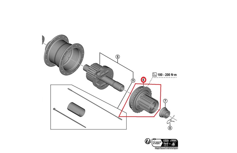 Vapaarattaan runko Shimano Cues FH-U6060 HG