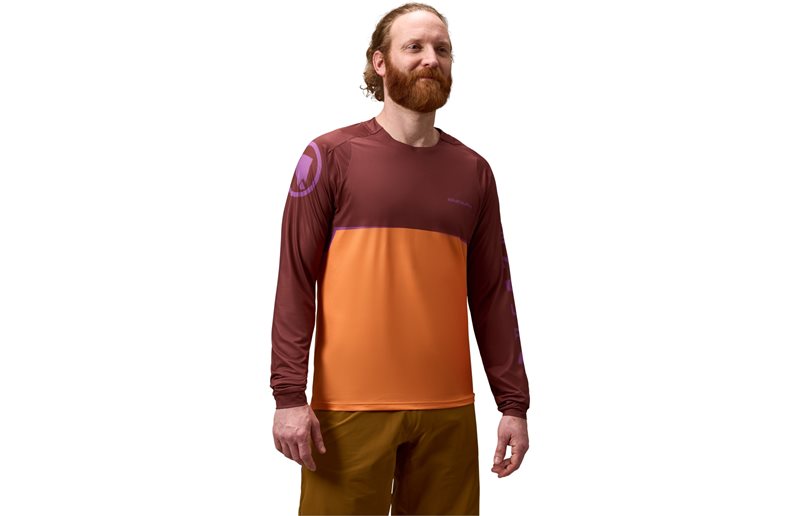 Cykeltröja Endura SingleTrack Core Printed L/S End Orange