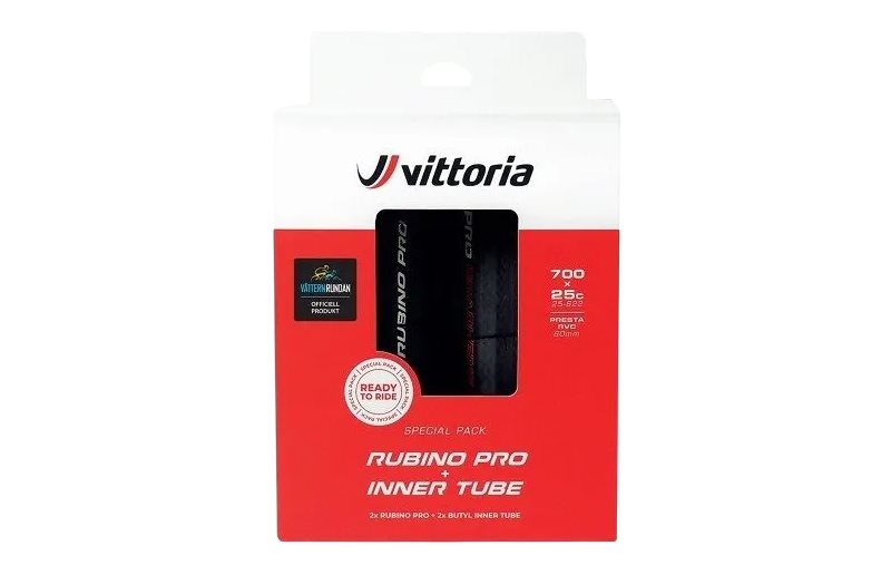 Dekkpakke Vittoria Vätternrundan Rubino Pro G2.0 2-st Däck+Slang Black 25-622