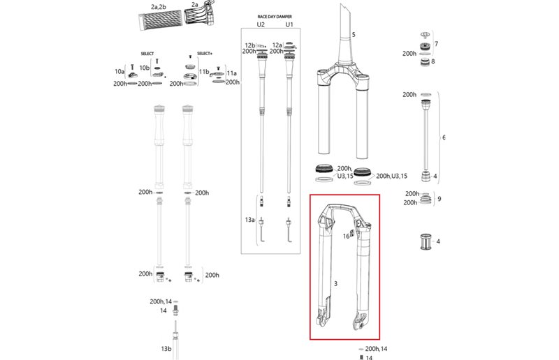 Underben ROCKSHOX Lower leg 29 15x110 boost diffusion