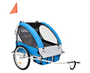 Cykelvagn VidaXL Gå- och barncykelvagn blå och grå