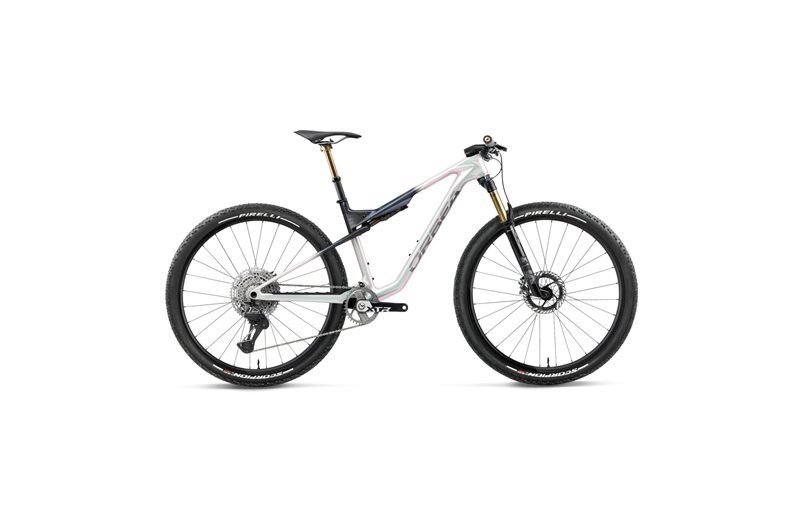 Fulldempet MTB Orbea Oiz M-Team Factory Iris White/Seaweed Carbon View