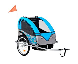 Cykelvagn VidaXL Gå- och barncykelvagn blå och grå med mönster