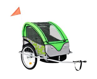 Cykelvagn VidaXL Gå- och barncykelvagn grön och grå