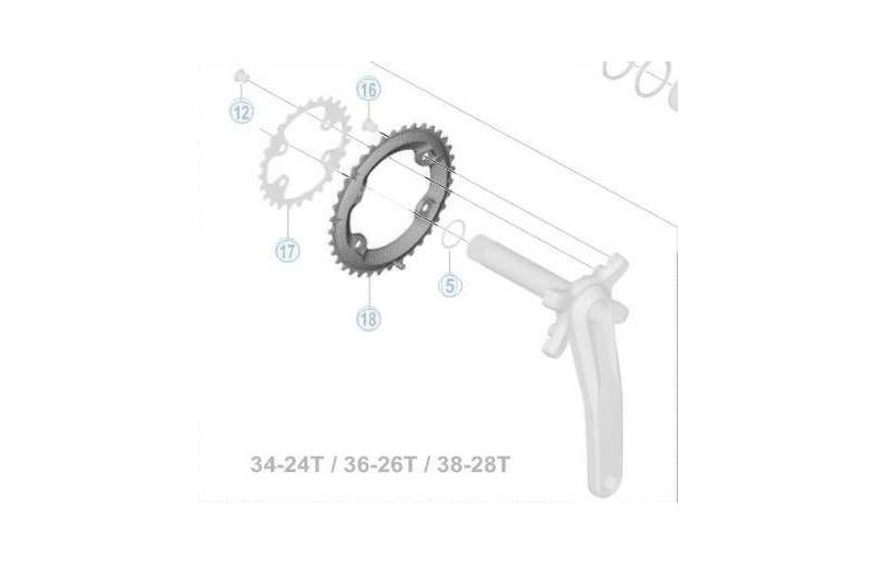 Drev Shimano SLX FC-M7000 BD 96 bcd 2 x 11 gear 38T sort