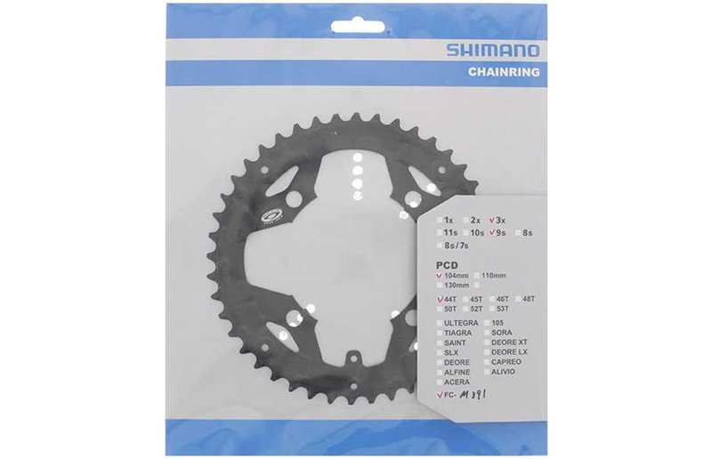 Drev Shimano FC-M391/430 til kædebeskytter 104 bcd 9 gear 44T sort