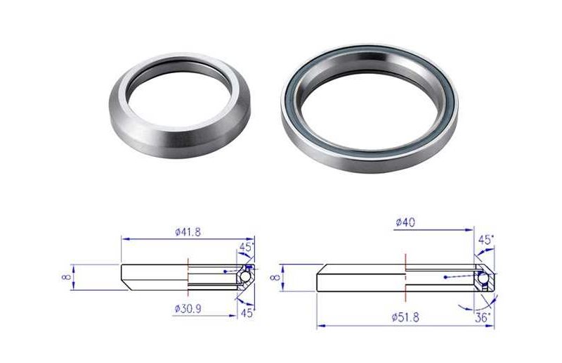 BBB Lager 41.8 Mm 45° X 45°/51.8 Mm 36° X 45°, 1 Set