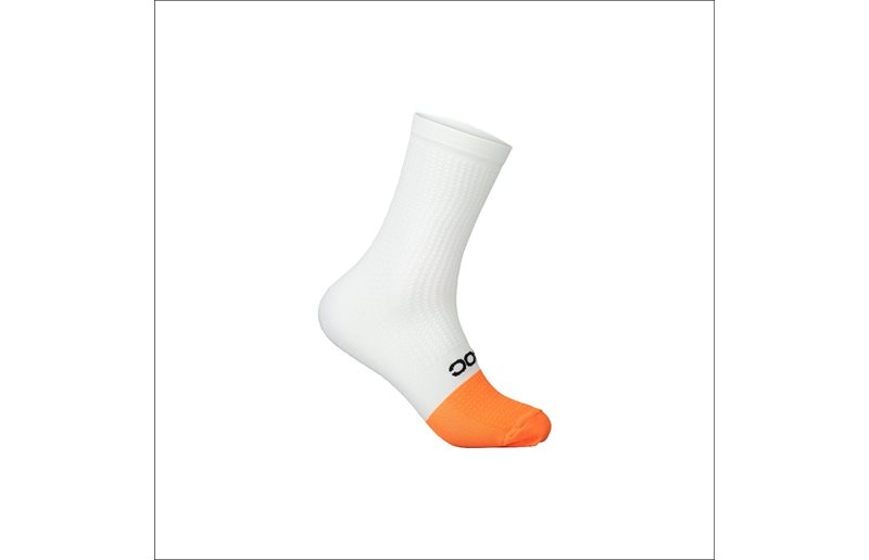Poc Sykkelstrømper Flair Sock Mid Hydrogen White/Zink Orange