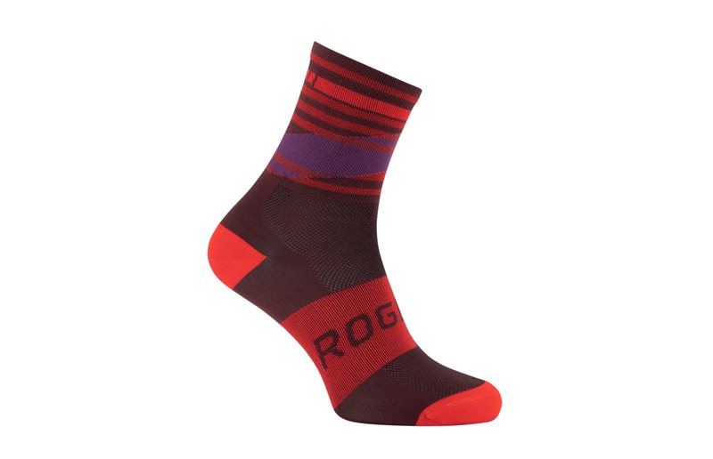 Rogelli Sykkelstrømper Stripe Socks Bordeaux/Rød