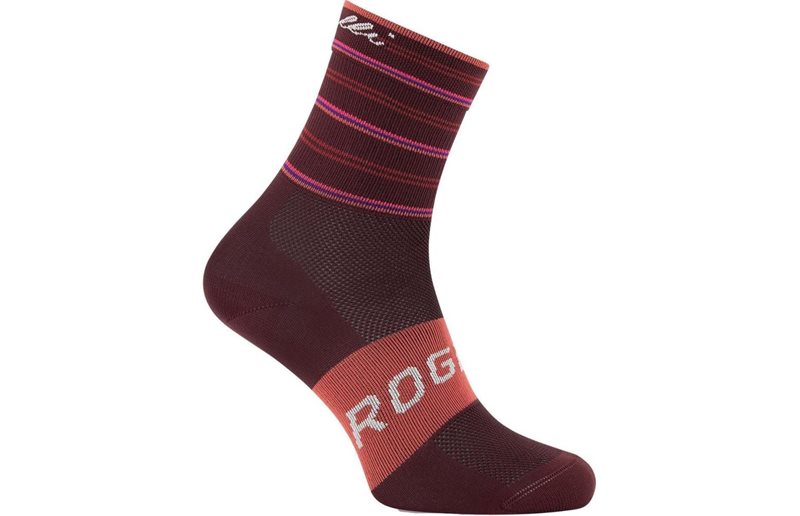 Rogelli Sykkelstrømper Stripe Socks Bordeaux/Coral