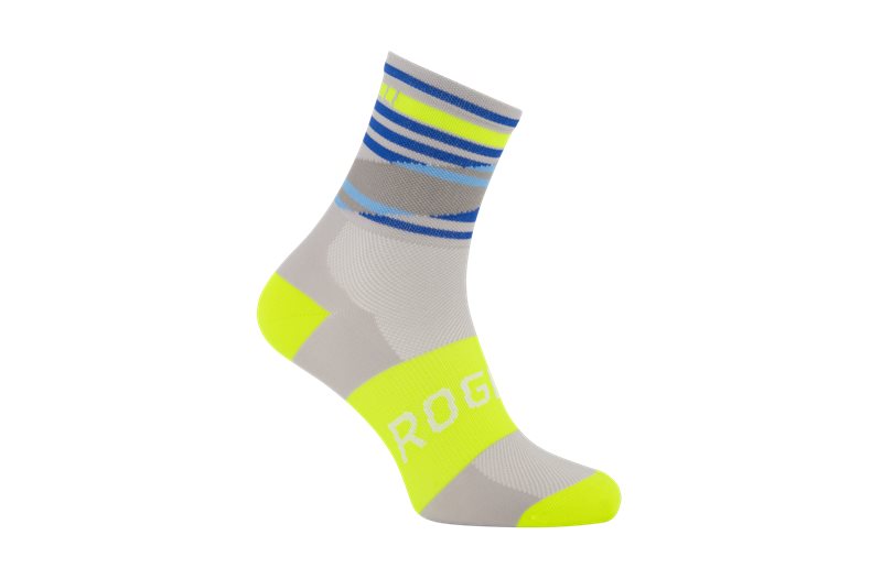 Rogelli Sykkelstrømper Stripe Socks Grey/Fluor