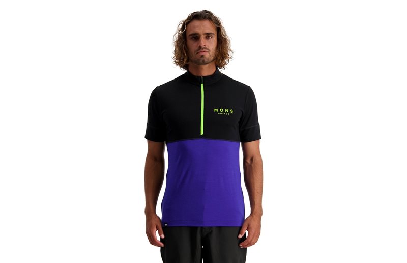 Mons Royal Cykeltröja Wool Mens Cadence Half Zip T Ultrablue/Black