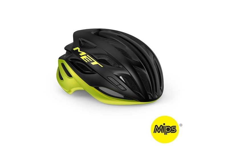 Met Cykelhjelm Racer Road Estro Mips Sort Limegul/Glossy