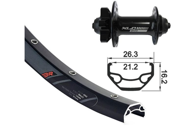 Etukiekko XLC Rodi Black Rock 6-pultti Levyjarru 9x100mm QR